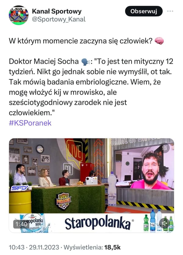 Staropolanka, Kanał Sportowy i III Rzesza: KIEDY ZACZYNA SIĘ CZŁOWIEK?