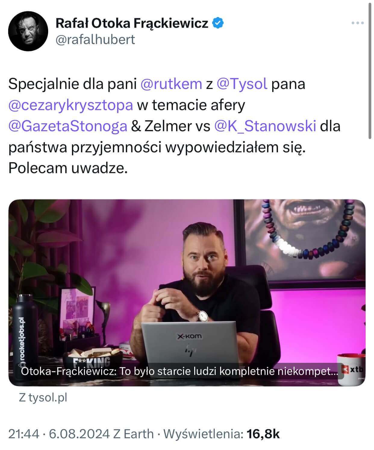 Rozemocjonowany Stanowski nazwał go „sku*wielem. Dzisiaj poucza!