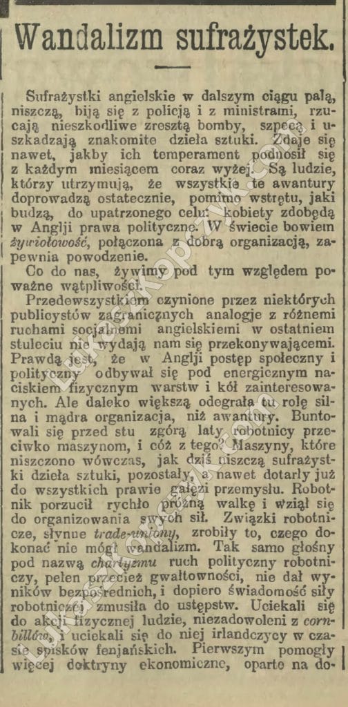 Wandalizm sufrażystek, 1914
