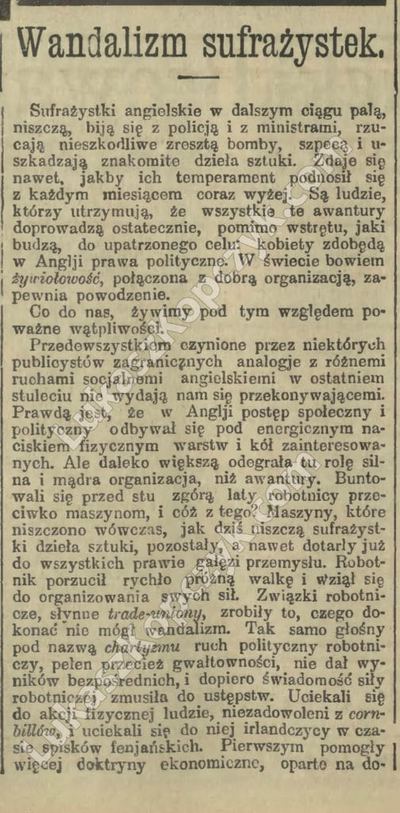 Wandalizm sufrażystek, 1914
